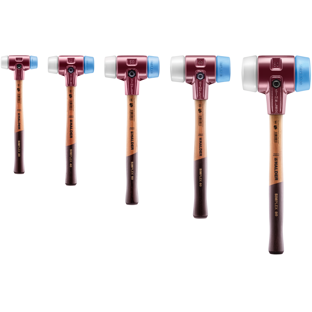 Молоток HALDER Simplex 3017 насадки из синего полиуретана, белого суперпластика Одесса - изображение 4