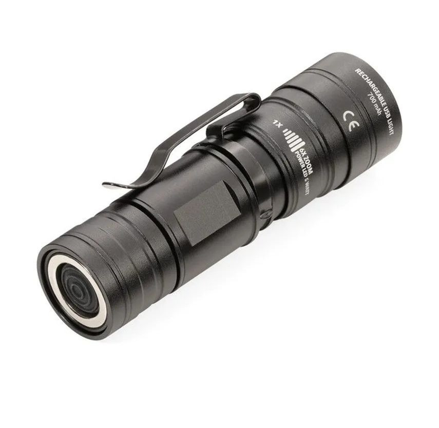 Фонарик Troika Eco Beam с USB-зарядкой алюминиевый Черный Киев - изображение 2