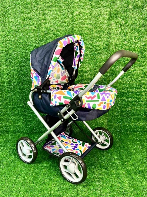 Коляска для ляльки Melogo металева з люлькою-переноскою кошиком Темно-синя (9369/82100) Чернігів - фото 2