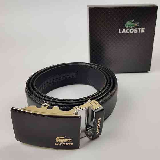 Мужской ремень автоматический из эко кожи Lacoste , пояс Лакоста в подарочной коробке, черныйMasterSem Киев