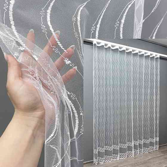 Тюль фатин с вышивкой и люрексом цвет белый 1575т Киев