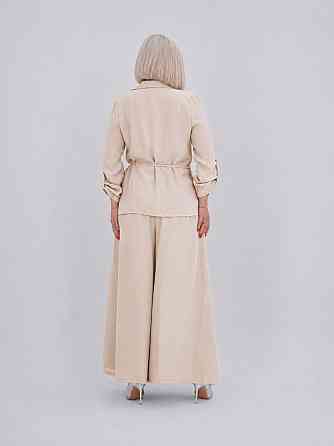 Женский стильный трендовый костюм свободного кроя американский креп Бежевый, 48/50 Одесса