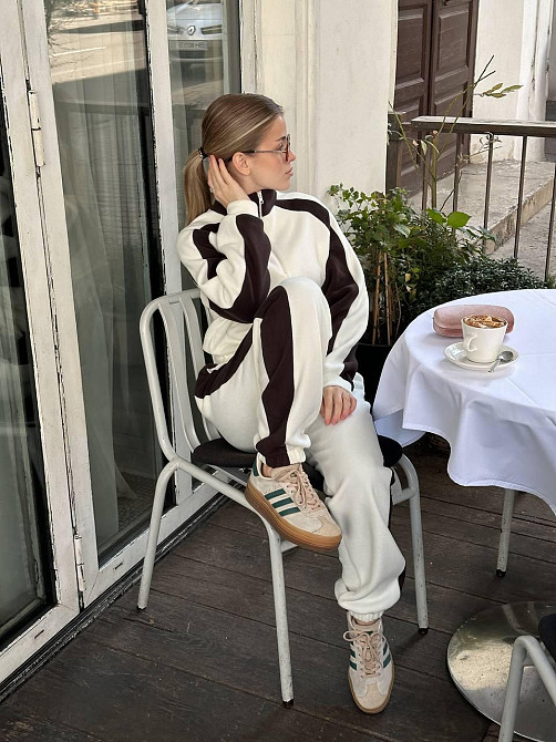 Жіночий стильний теплий костюм з двостороннього флісу. Молочний, 46/48 Одеса - фото 8