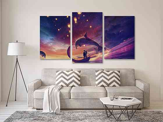 Модульна картина у вітальню/ спальню  Дельфіни з закоханими    Art-557_3 Київ