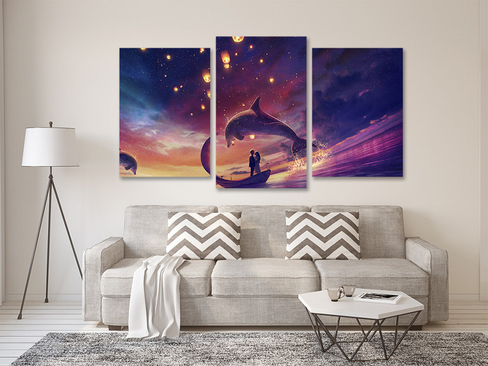 Модульна картина у вітальню/ спальню  Дельфіни з закоханими    Art-557_3 Київ - фото 2