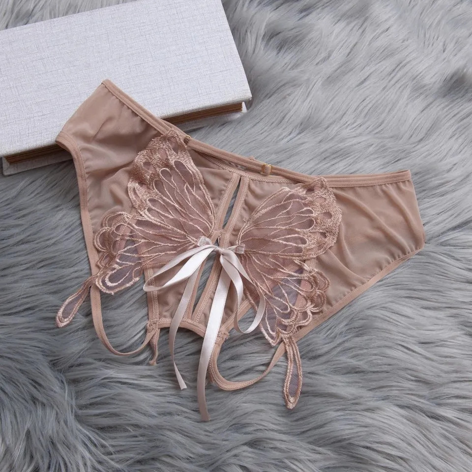 Трусики з доступом та метеликом універсальний бежевий Київ - фото 1