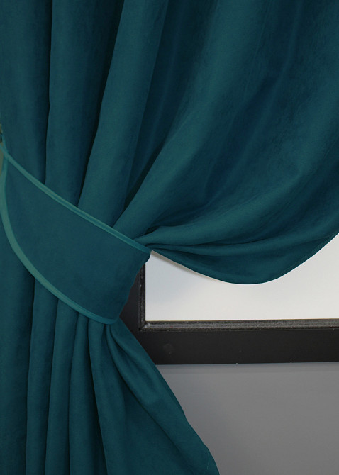 Комплект коротких штор VR-Textil Микровелюр Petek № 1494ш Изумрудный 140х170 см 2 шт (35-0222) Киев - изображение 12