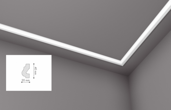 Карниз(плинтус) потолочный гладкий NMC , O  , 40х20x2000 мм Днепр