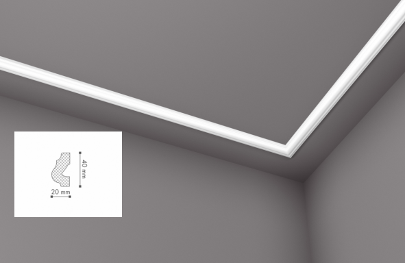 Карниз(плинтус) потолочный гладкий NMC , O  , 40х20x2000 мм Днепр - изображение 1