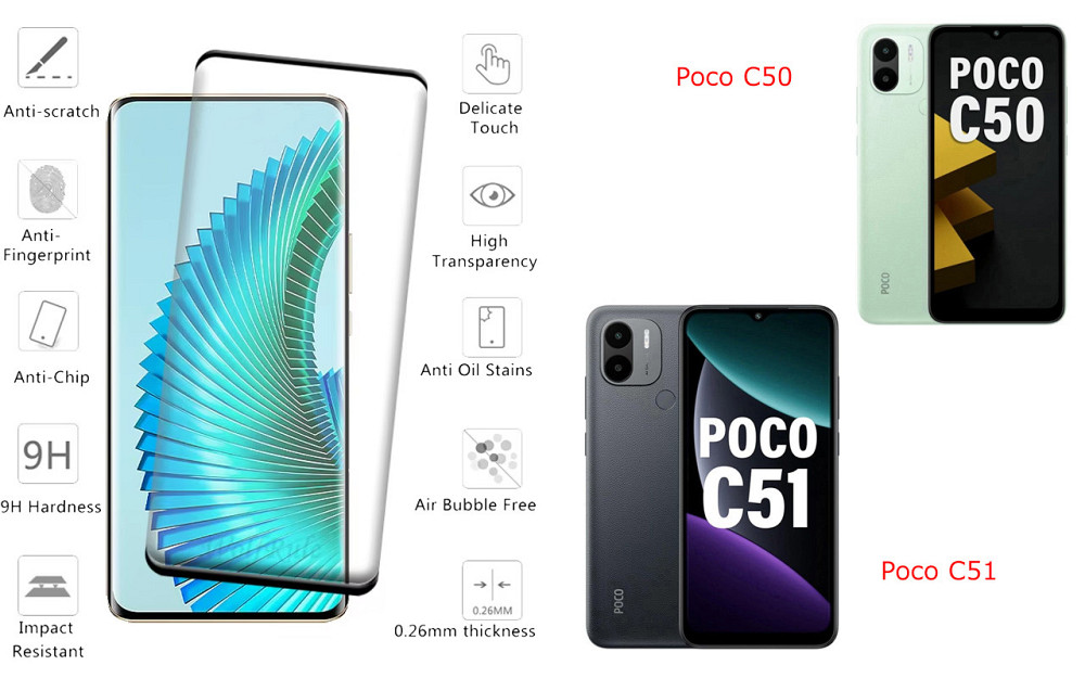 Захисне скло HyperGlass Pro для Poco C50, Poco C51 – максимальна чутливість та захист Київ - фото 2