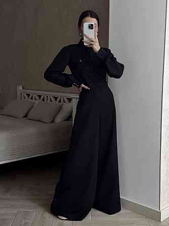 Жіночий базовий костюм-двійка: кофта та штани з костюмки Чорний, 42/44 Одеса