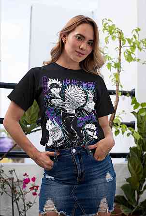 Футболка чоловіча з аніме принтом Магічна битва оверсайз (S/M/L) Чорний AnimeJ0504 Дніпро