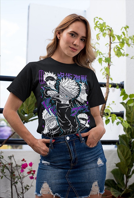 Футболка мужская аниме Магическая битва оверсайз (S/M/L) Черний AnimeJ0504 Днепр - изображение 2