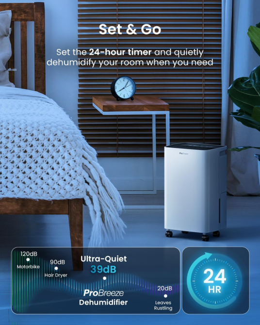 Осушувач повітря Pro Breeze 12 л/добу з баком 2 л, компресорний, сушіння білизни, таймер, датчик вологості, дефект Київ - фото 17