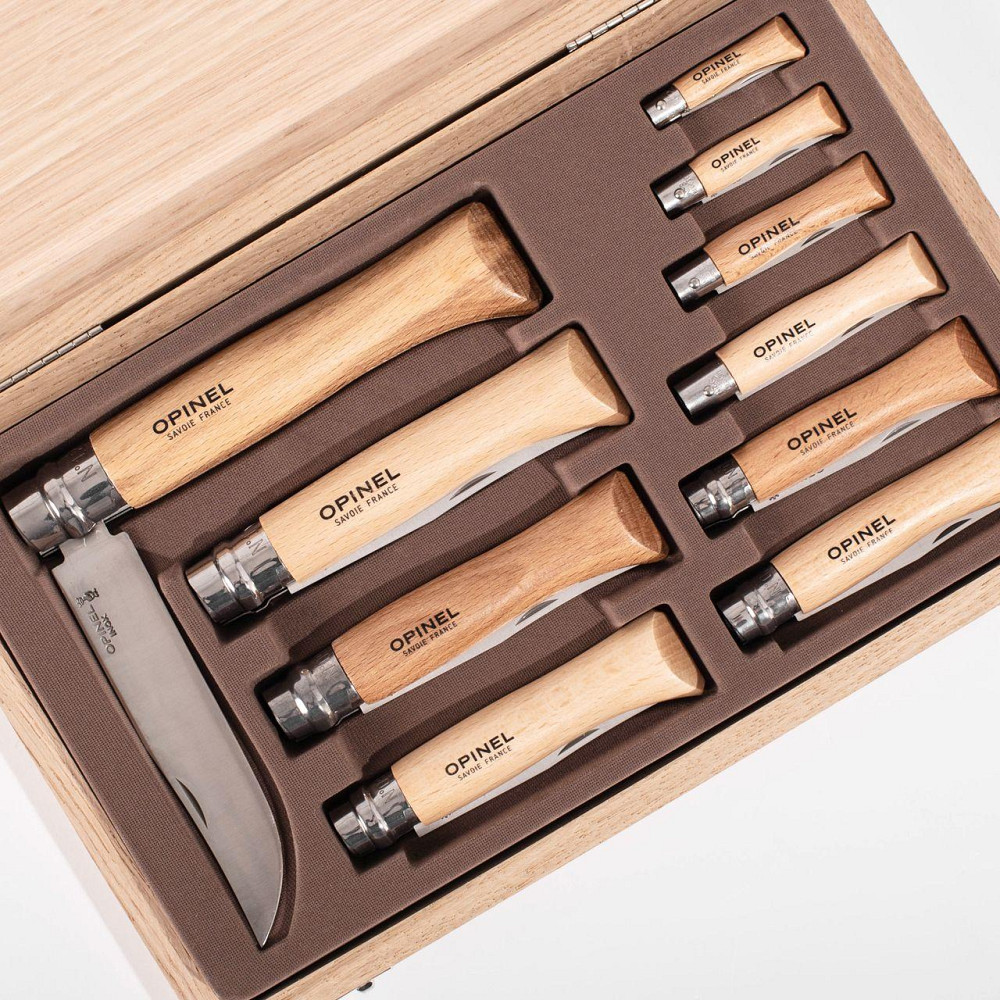 Универсальный Набор Ножей 10 штук в деревянной коробке Opinel 