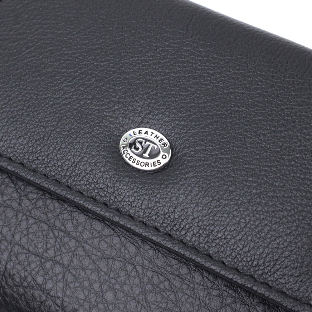 Практичний гаманець із монетницею з натуральної шкіри ST Leather 22740 Чорний Київ - фото 8