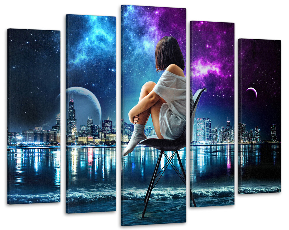 Модульна картина у вітальню / спальню Погляд на місто Art-374_5 ( 80х118см ) Київ - фото 1