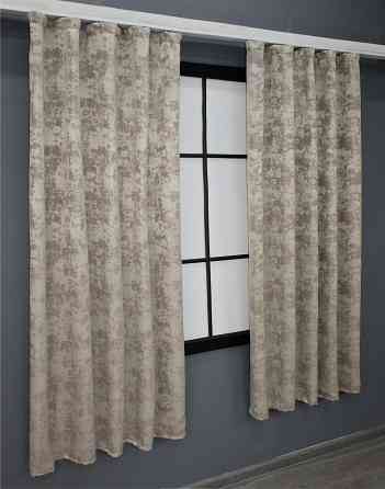 Комплект коротких штор VR-Textil Жаккард Sultan YL № 1206ш Серо-бежевый 130х170 см 2 шт (35-0089) Киев