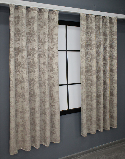 Комплект коротких штор VR-Textil Жаккард Sultan YL № 1206ш Серо-бежевый 130х170 см 2 шт (35-0089) Киев - изображение 4