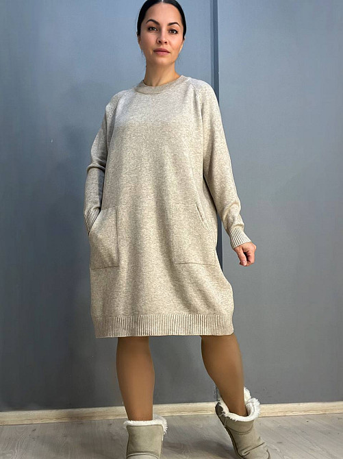 Платье женское LES ETOILES CLAIRES 8198 свитер оверсайз с карманами средняя длина one size, капучино, one size Киев - изображение 1