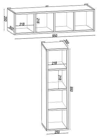 Полка навесная Н-10, Дуб Шамоні Світлий, 950/300/250 Львов