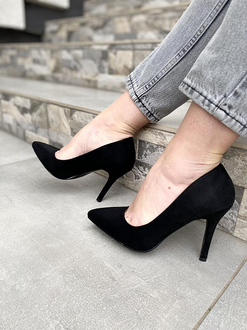 Туфлі жіночі S.S чорні еко-замша каблук 9 см розміри 36-41 (2754) Коломыя - изображение 10