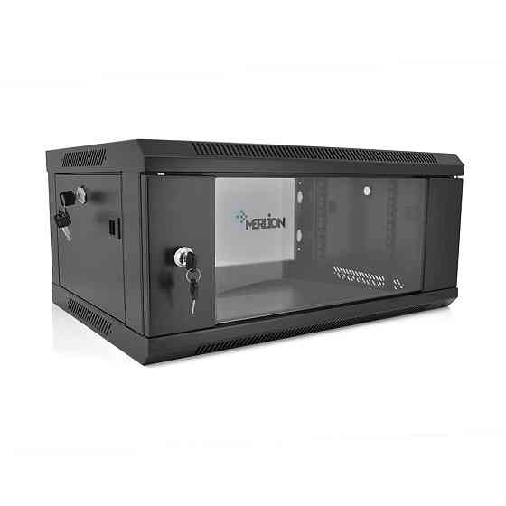 Шафа Merlion 4U, 600*600*279 (Ш*Г*В)мм  загартоване скло, чорна, сталь 1,2мм з замком Київ