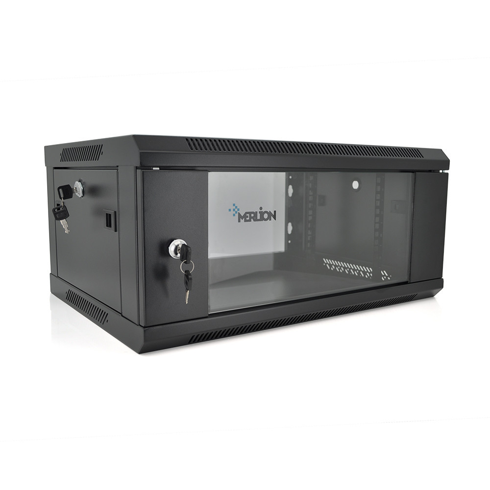 Шафа Merlion 4U, 600*600*279 (Ш*Г*В)мм  загартоване скло, чорна, сталь 1,2мм з замком Київ - фото 1