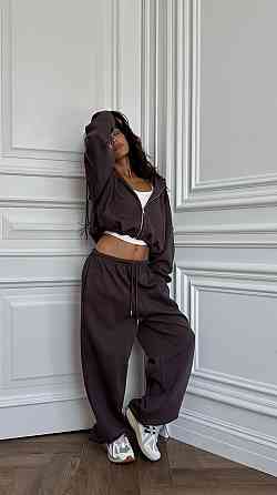Стильный женский костюм двойка в спортивном стиле турецкая двунитка. 46/48, Шоколад Одесса