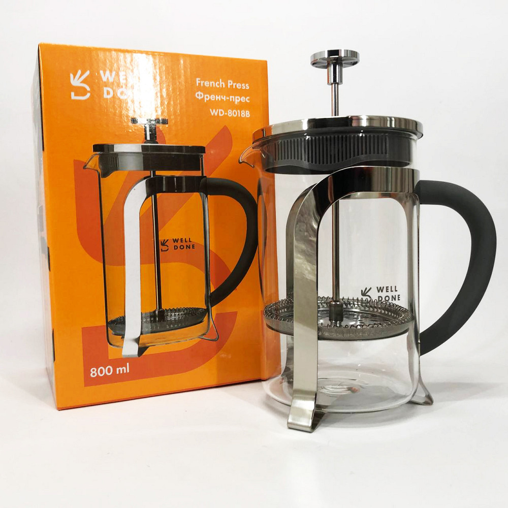 Френч-прес для приготування кави в офісі Well, Красиві заварники для чаю, Скляний заварник PC-68 Львів - фото 1