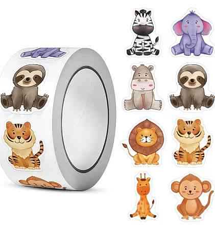 Наклейки животные детские 500 шт набор стикеров для упаковки подарков декора Киев