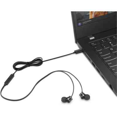 Наушники Lenovo USB-C Wired In-Ear Headphone Black (4XD1J77351) Винница