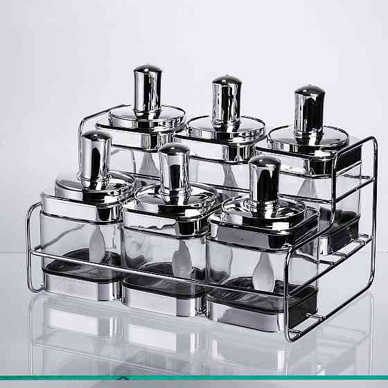 Набір банок для сипучих продуктів з ложкою 6 шт, хром HP-1341 Коломия