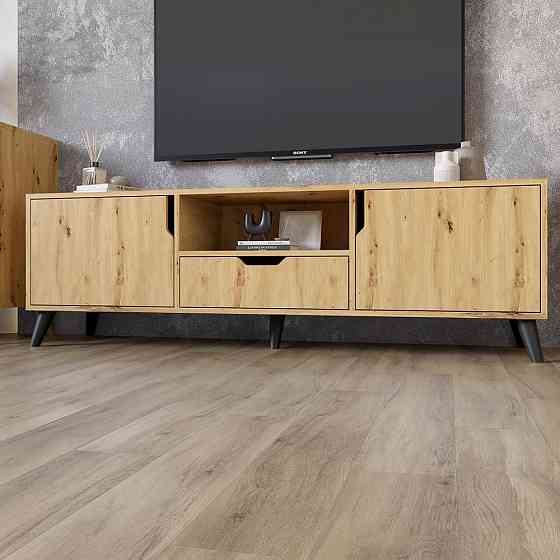 Тумба под телевизор с черными ножками М-ЗОН Борн 1600 Дуб Артизан (MZN-031083) Львов