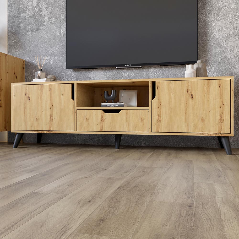 Тумба під телевізор з чорними ніжками М-ЗОН Борн 1600 Дуб Артизан (MZN-031083) Львів - фото 1