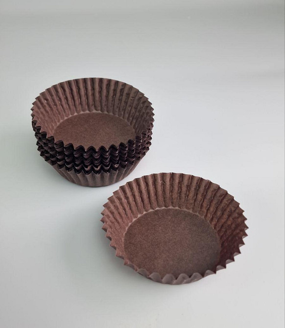 Тартолетка для кексов 9А  круглая коричневая D70 H27,5 (100шт)  (1 уп.) Харьков - изображение 4