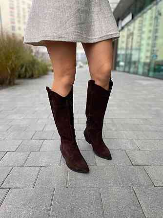 Edan Instruments Чоботи жіночі EDAN K/B шоколадні шкіра натуральна зима євро-хутро висота 36см Коломыя