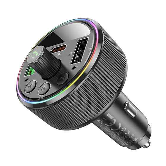 АЗП з FM-модулятором HOCO E82 Guerrero PD30W+QC3.0 car BT FM transmitter Black Одеса