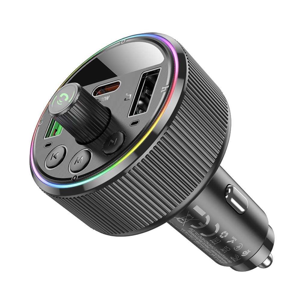 АЗП з FM-модулятором HOCO E82 Guerrero PD30W+QC3.0 car BT FM transmitter Black Одеса - фото 5