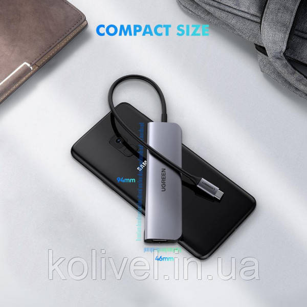 Док-станція USB3.0 Type-C --> USB 3.0x3/HDMI/PD Ugreen CM136 Сіра (50209) Київ - фото 7