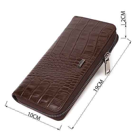 Практичный женский кошелек из натуральной кожи с тиснением под крокодила BOND 21982 Коричневый Киев
