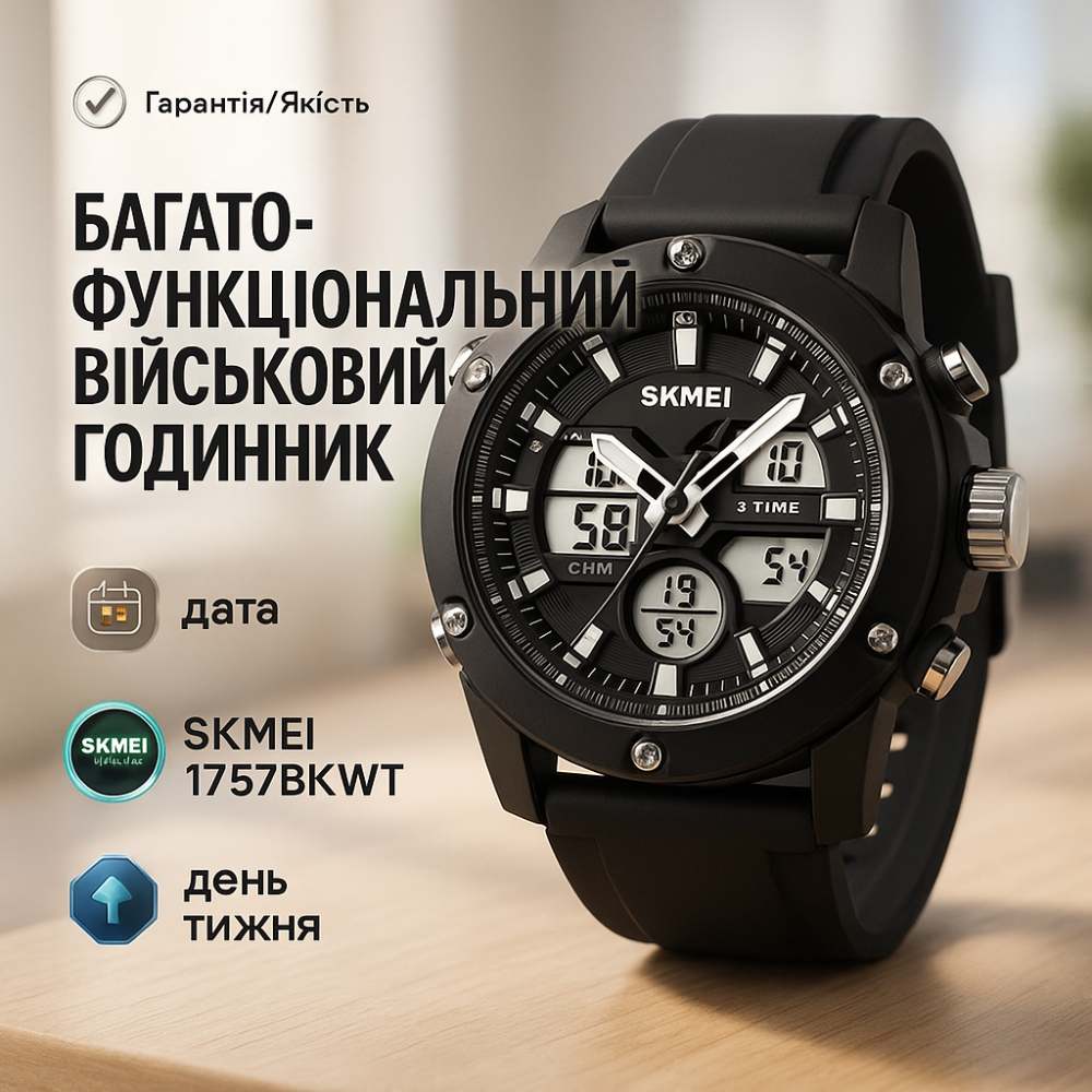 Наручний годинник чоловічий тактичний чоловічий SKMEI 1757BKWT, Водонепроникний годинник для риболовлі IT-86 Львів - фото 16