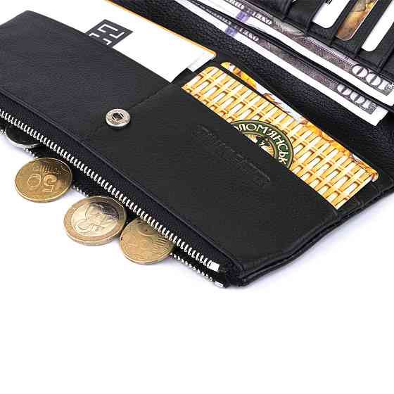 Вертикальный кошелек на кнопке женский ST Leather 19200 Черный Киев