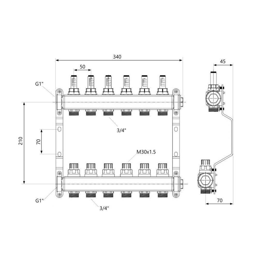 Колектор із витратами Thermo Alliance Standart 1" 6 виходів SD0046 Київ - фото 11