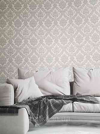 Шовільні на фрізеліні AS creation Perfect 1.06Х10 класика вензель дамаск сріблом на світлому бежевому Київ