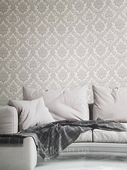 Шовільні на фрізеліні AS creation Perfect 1.06Х10 класика вензель дамаск сріблом на світлому бежевому Київ - фото 1