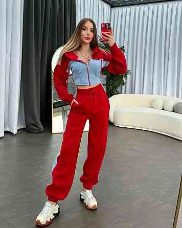 Женский стильный костюм двойка в спортивном стиле трехнить на флисе Одесса