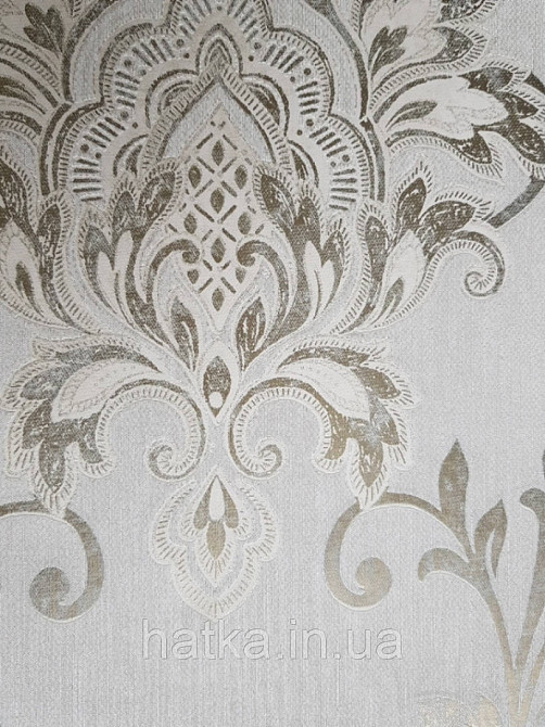 Шпалери вінілові на флізелін метрові Marburg Kingdom 31523 вензелі розетки золотом на світло-коричневому тлі Київ - фото 1