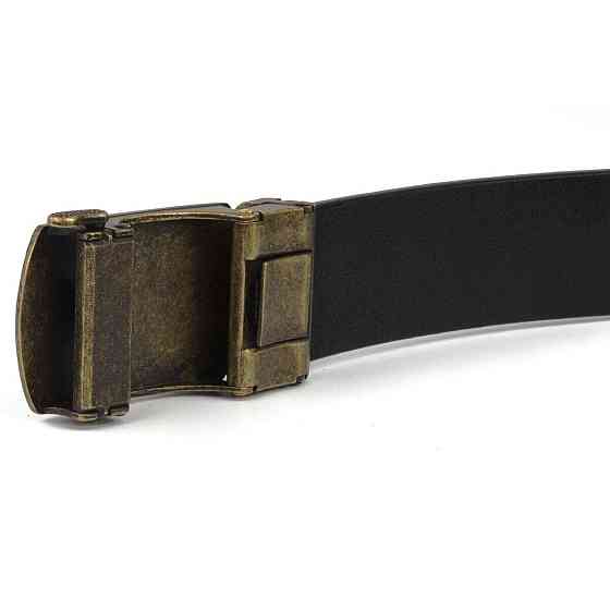 Ремень мужской с зернистой пряжкой автомат Vintage 20273 Коричневый Киев