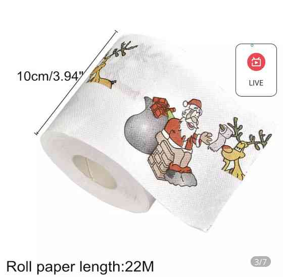 Новогодний декор, Туалетная бумага с принтом, Санта-Клаус и Олень (Дед мороз), декор для Нового года, 22м Киев